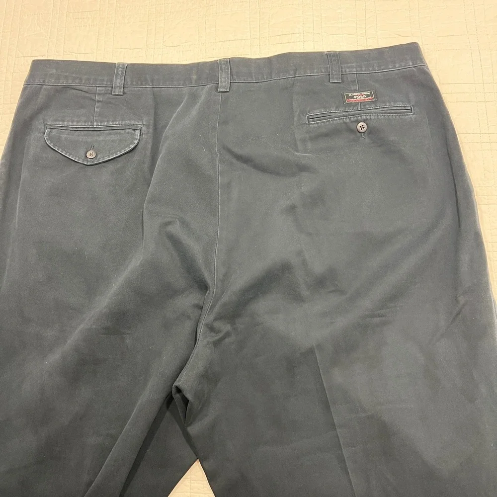 Polo Ralph Lauren Hammond Pant Mens 46/34 Black Pleated Cuffed Chino Pants